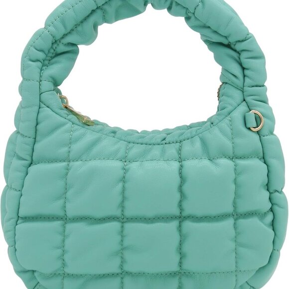 Other - Mini Quilted Soft PU Leather Crescent Puffer Crossbody Evening Bag